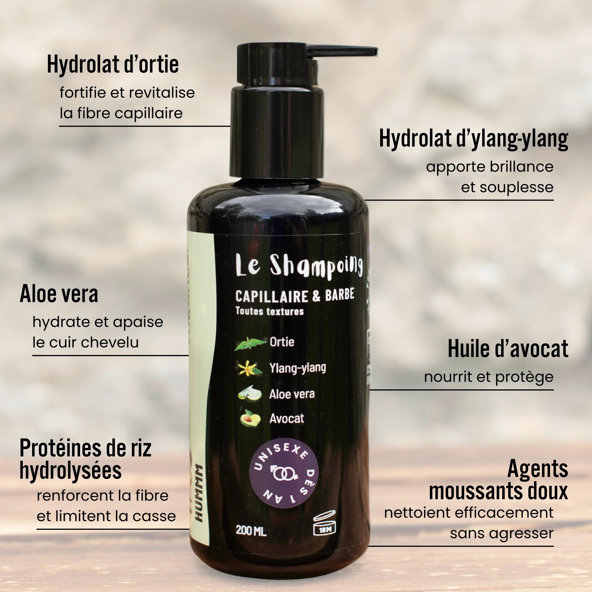 Shampoing bio familial sans sulfates Cheveux texturés - ondulés bouclés frisés crépus Soin barbe doux Hydratation prouvée