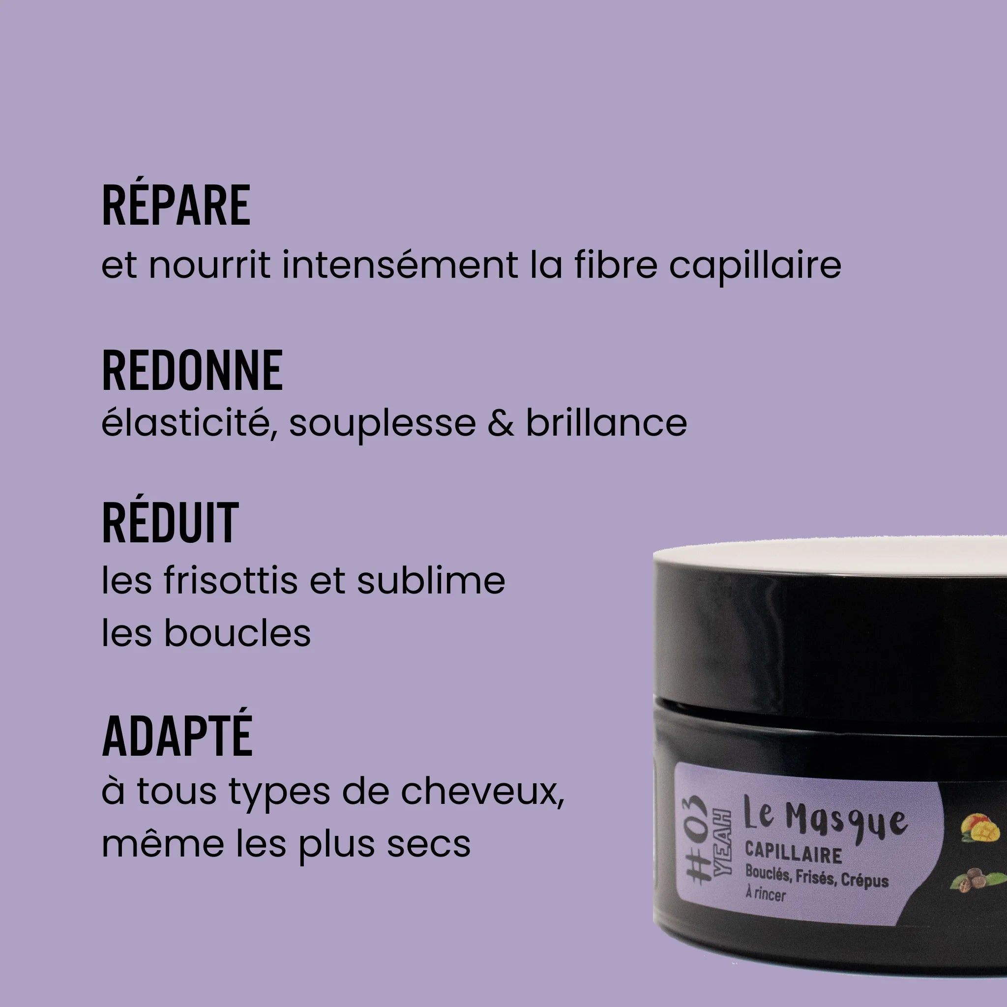 Soin cheveux secs abîmés ondulés, bouclés, frisés, crépus Réparation intense 